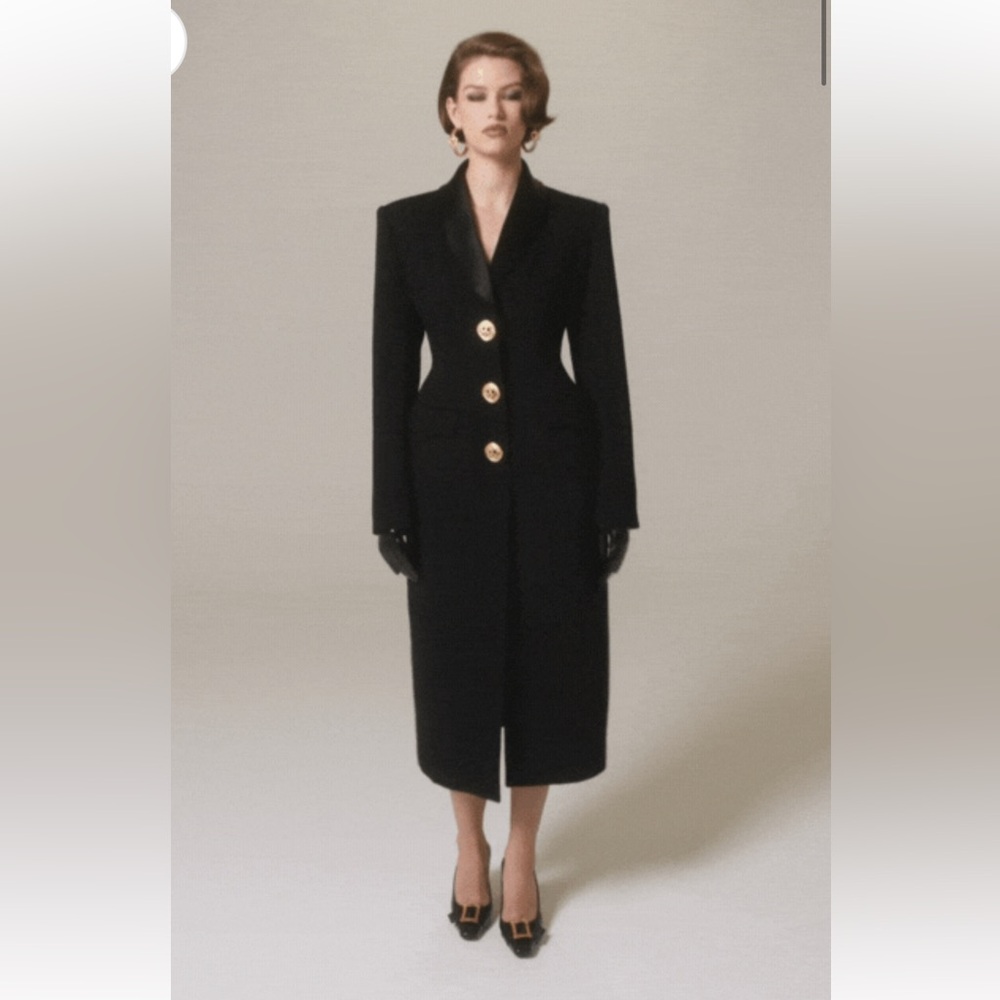 Nana Jacqueline Evie Long Suit Jacket (Black) size L - NWT - Picture 2 of 15